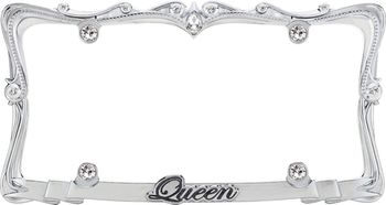Queen Crystal Chrome License Plate Frame