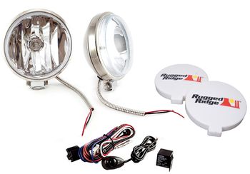 Rugged Ridge 6" Slim Round 100 Watt Stainless Steel Fog Lamps Kit (Pair)