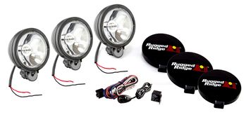 Rugged Ridge Three 6" Round 100 Watt Black Fog Lamps Kit