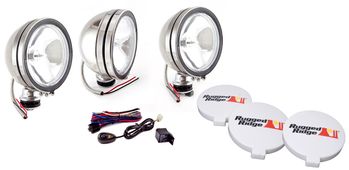 Rugged Ridge Three 6" Round 100 Watt Stainless Steel Fog Lamps Kit