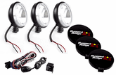 Rugged Ridge Three 6" Slim Round 100 Watt Black Fog Lamps Kit