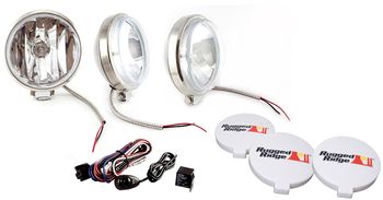 Rugged Ridge Three 6" Slim Round 100 Watt Stainless Steel Fog Lamps Kit