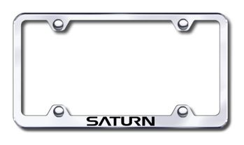 Saturn Laser Etched Stainless Steel Wide License Plate Frame