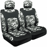 Snow Camouflage Low Back Bucket Airbag Seat Cover (Pair)