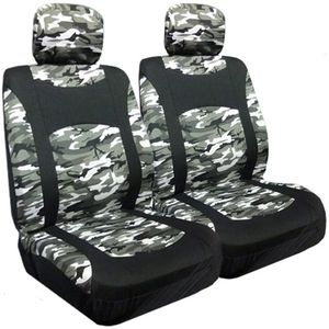 Snow Camouflage Low Back Bucket Airbag Seat Cover (Pair)