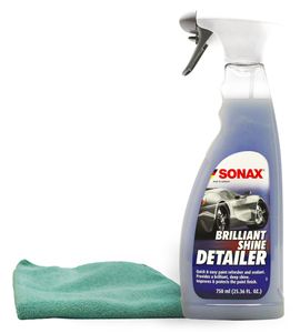 Sonax Brillant Shine Spray Detailer (25 oz), Microfiber Cloth Kit
