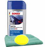 Sonax NanoTechnology Liquid Wax (16.9 oz), Microfiber Cloth & Foam Pad Kit