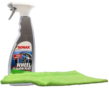 Sonax Wheel Cleaner Plus (25.4 oz) & Microfiber Cloth Kit