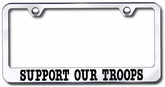 Support Our Troops Laser Etched Stainless Steel License Plate Frame