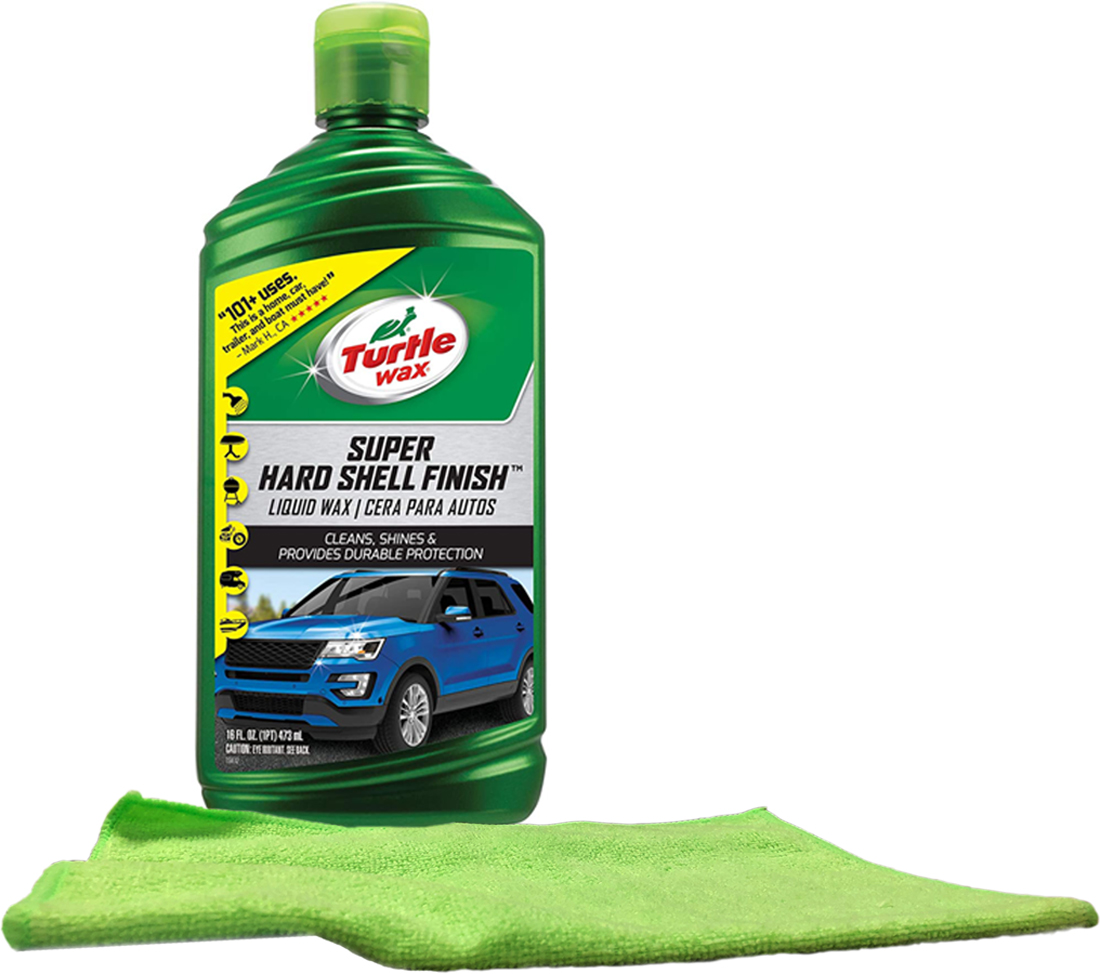 Turtle Wax Super Hard Shell Liquid Wax (16 oz.) & Microfiber Cloth Kit