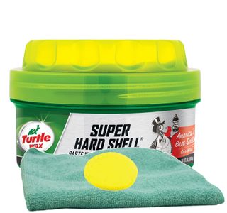 Turtle Wax Super Hard Shell Paste Wax (14 oz.), Microfiber Cloth & Foam Pad Kit
