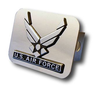 Chrome U.S. Air Force Wing Logo Stainless Steel Hitch Plug