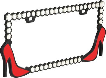 Red High Heel Glitter License Plate Frame