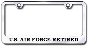 US Air Force Retired Laser Etched Stainless Steel License Plate Frame