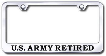 US Army Retired Laser Etched Stainless Steel License Plate Frame