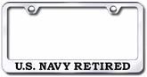 US Navy Retired Laser Etched Stainless Steel License Plate Frame