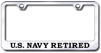 US Navy Retired Laser Etched Stainless Steel License Plate Frame