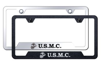 U.S.M.C. Initials Laser Etched Stainless Steel Cut-Out Frame