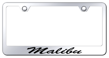 Chevy Malibu Script Laser Etched Mirrored Finish Stainless Steel Frame