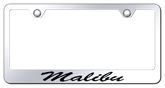 Chevy Malibu Script Laser Etched Mirrored Finish Stainless Steel Frame