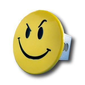 Yellow Smiley Face with Smirk Stainless Steel Hitch Plug