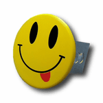Yellow Smile Face with Tongue Stainless Steel Hitch Plug