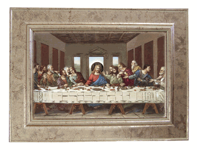 Framed Last Supper Cromo Lithograph from Italy