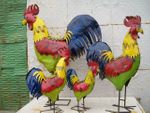 12 Metal Rooster Statue - Recycled Sculpture