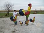 12 Metal Rooster Statue - Recycled Sculpture
