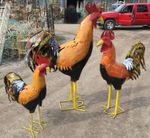 12 Metal Rooster Statue - Recycled Sculpture