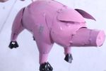 14 Metal Pig Yard Art - Black and White Saddleback Pig