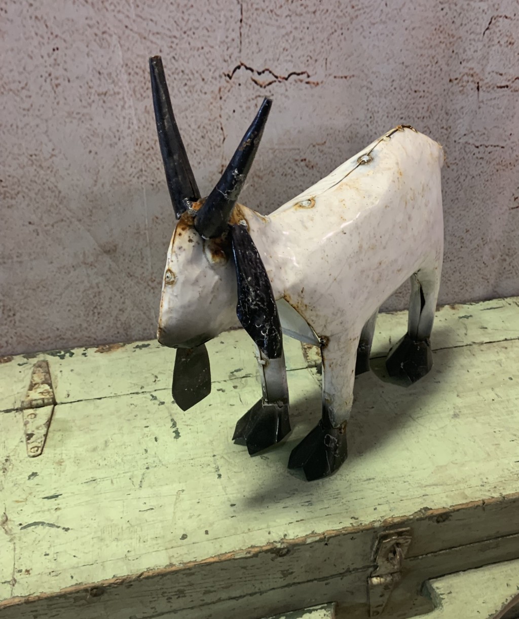 15" Medium Recycled Metal Goat Animal Lawn Art Yard Decor