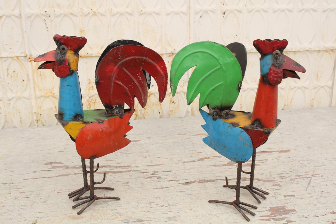 17.5" Small Recycled Metal Rooster