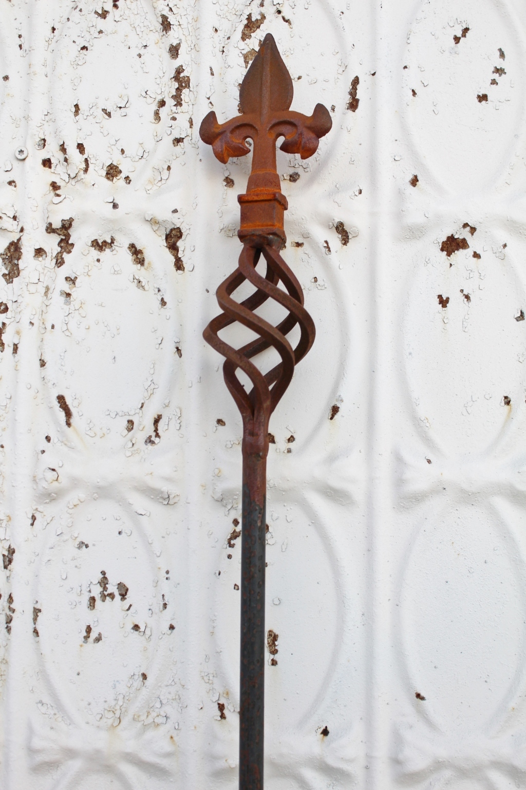 2 Metal Garden Stakes Cast iron Finial Plant Supports