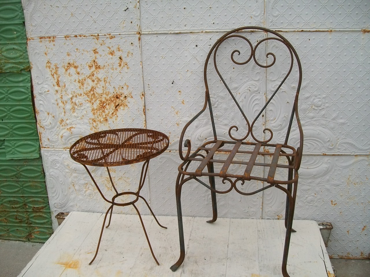 21" Wrought Iron Side Table Patio Furniture