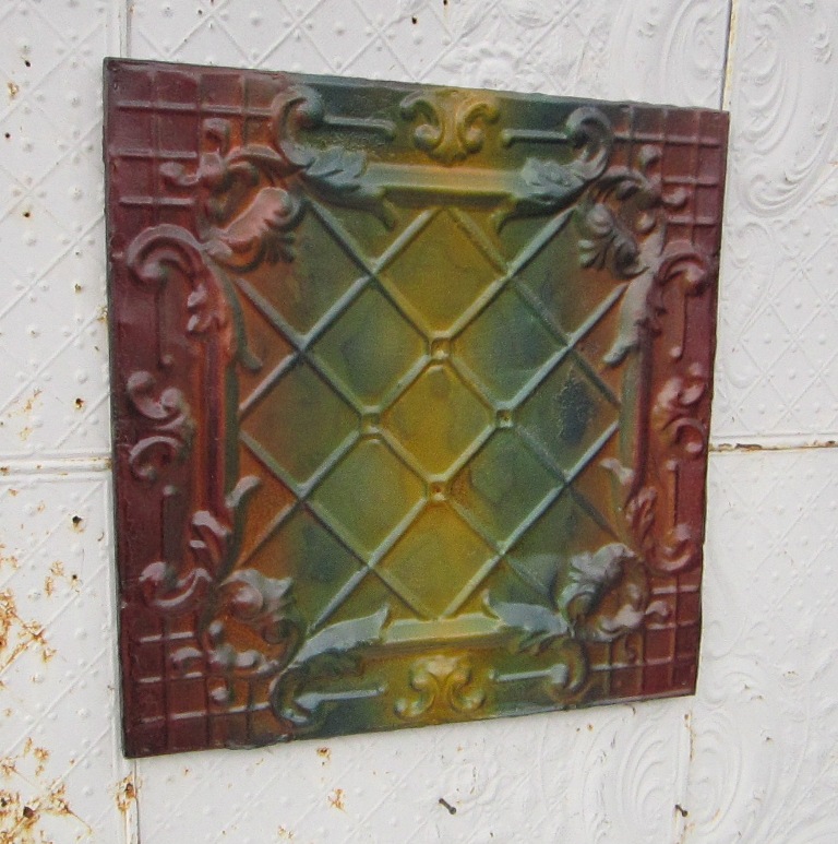 24" X 24" Antique Ceiling Tin Wall Art By Lori Daniels Rainbow Colors