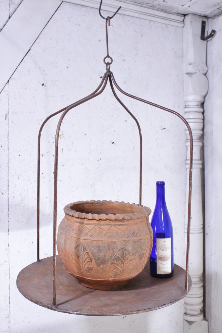 27" Wrought Iron Industrial Hanging Shelf Wall Decor