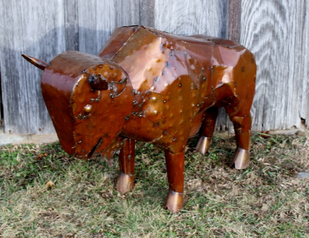 28" Recycled Metal Bruno Buffalo Yard Decor