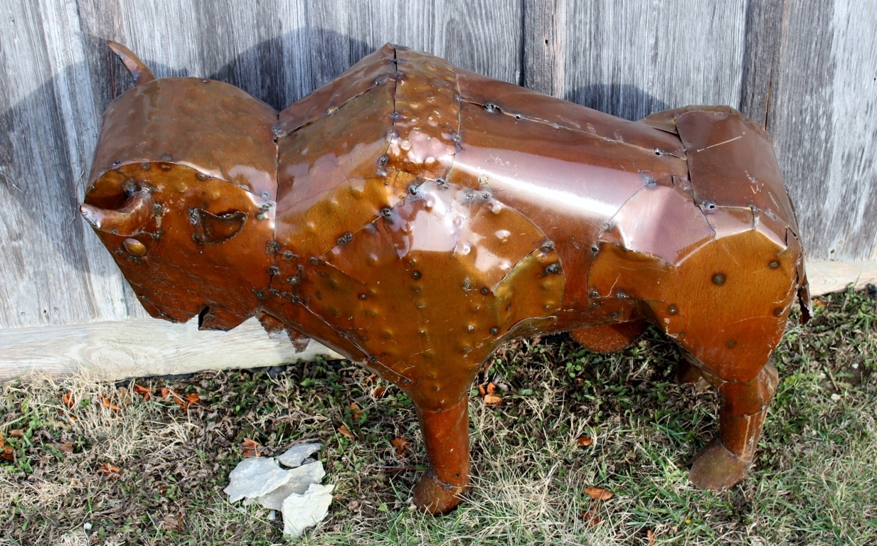 28" Recycled Metal Bruno Buffalo Yard Decor