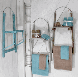28"t Vintage Wood Ladder Towel Quilt Rack & Shelf