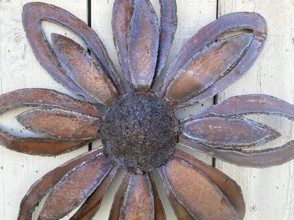 29" Large Rusty Metal Flower Decorative Wall Decor