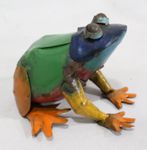 3 Recycled Metal Frog Water Garden Accents