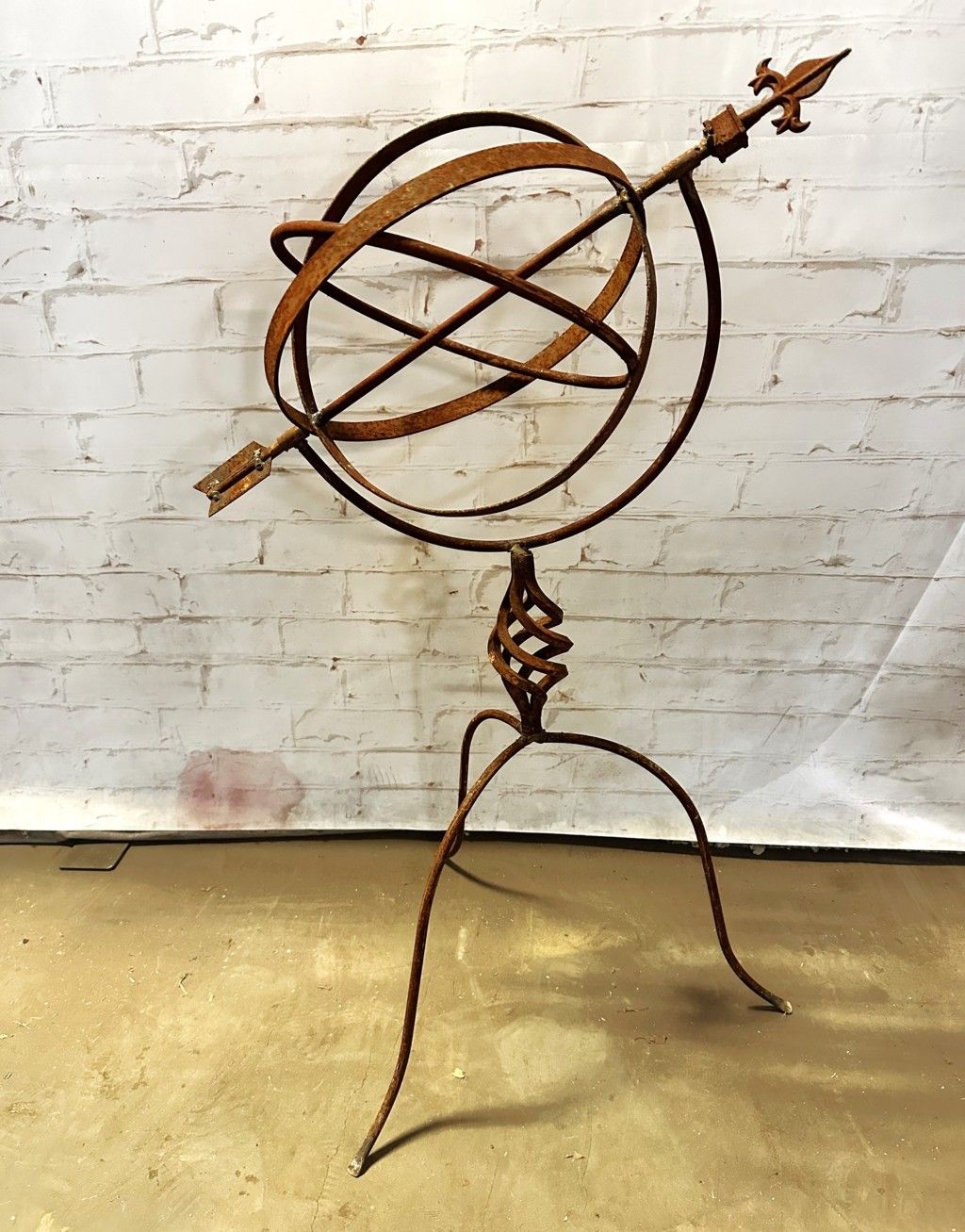 34" Metal Garden Obelisk Sundial Sculpture Statue