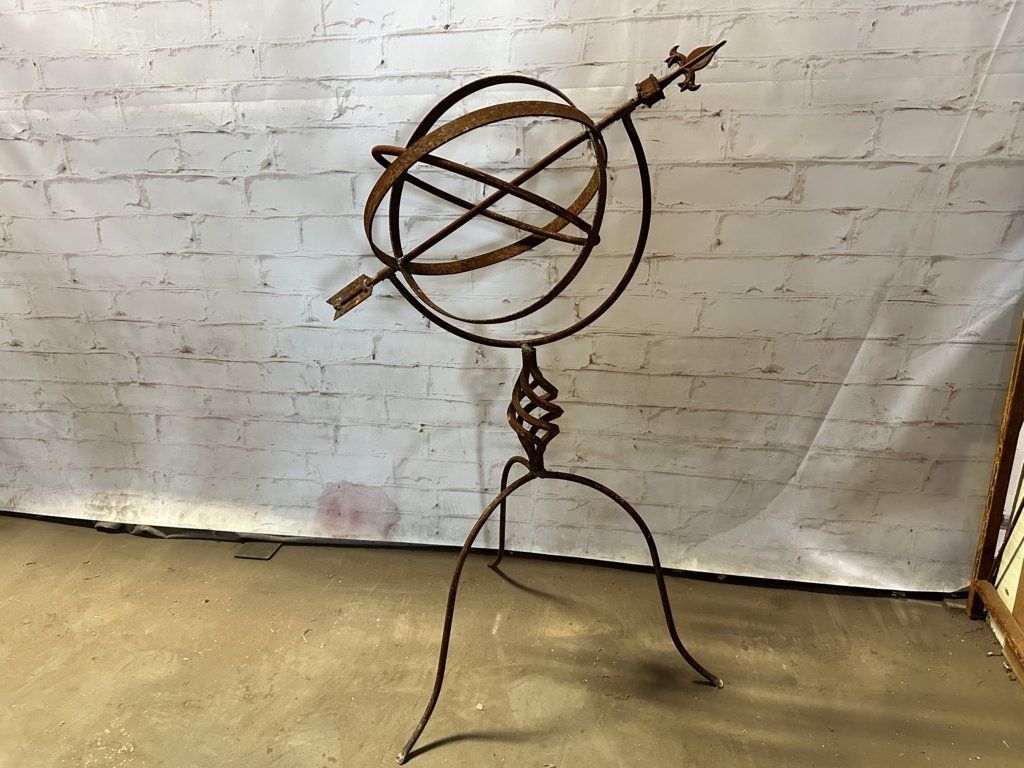 34" Metal Garden Obelisk Sundial Sculpture Statue