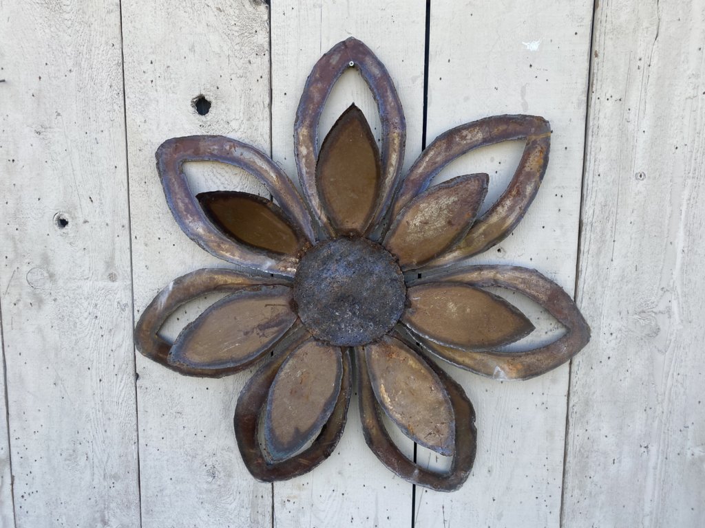 Extra Large 35" Rusty Metal Flower Decorative Wall Decoration