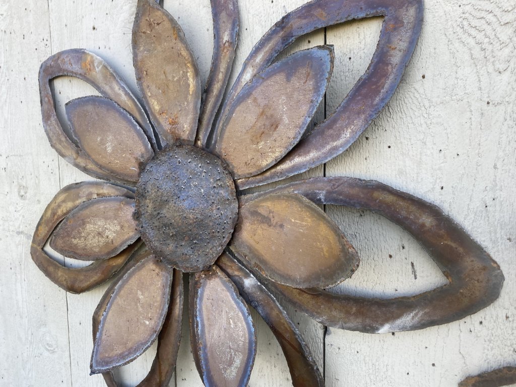 Extra Large 35" Rusty Metal Flower Decorative Wall Decoration