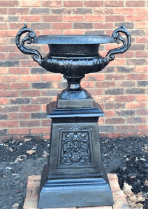 41 Cast Aluminum Lancaster Urn on Base Flower Planter