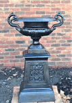 41" Cast Aluminum Lancaster Urn on Base Flower Planter