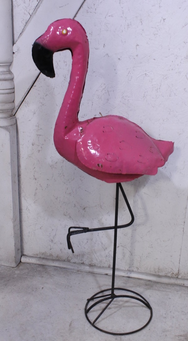 42" Metal Pink Flamingo Bird Yard Art