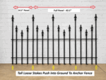 43.5 Full Panel - 2ft Tall All Spear Border Edging Solid Steel Fence